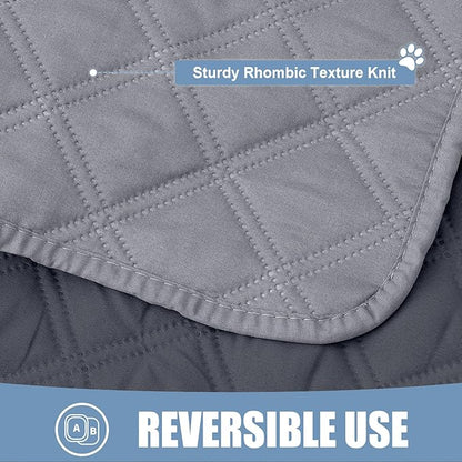 Smiry Waterproof Reversible Pet Couch Covers for Dogs | Pet Friendly, Soft Fabric, Washable Sofa Furniture Protector for Dogs Cat Kids, Checkered (30"x90", Grey/Dark Grey)