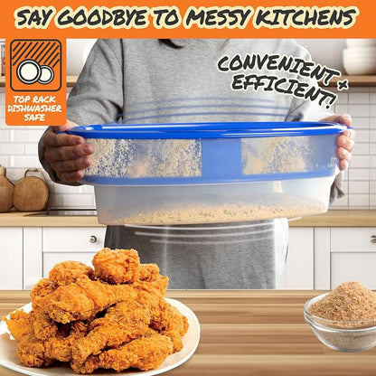 COOK'S CHOICE XL Original Better Breader Bowl 16" Mess-Free Breading Tray | Shake & Coat Batter Bowl w Lid for Chicken, Fish, & Vegetables, Great for Fish Fry, Tenders, Wings-Easy Cleanup & Made in USA