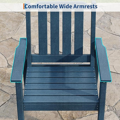 GarveeLife 7-Piece Outdoor Dining Set for Patio 6 People, HDPE All Weather Furniture Table Set with Large Table Umbrella Hole, Modern Outdoor Dining Chairs Armrest for Backyard Garden Deck (Navy Blue)