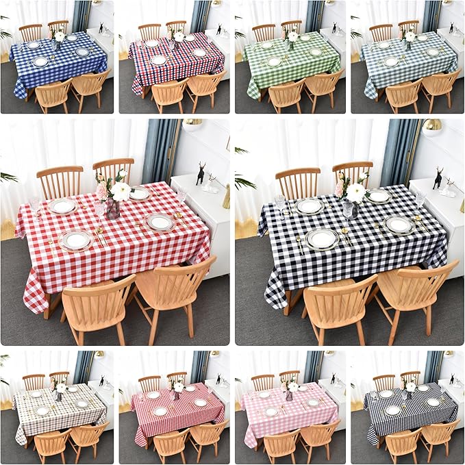 Waterproof Plaid Tablecloth Fabric - Round 90 Inch Classic Gingham Checker Table Cloth for Indoor/Outdoor Use - Buffalo Table Cover for Picnics, BBQs, and Parties
