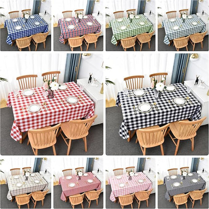 Classic Gingham Plaid Tablecloth Fabric - Rectangular 58x102 Inch Water Resistant Checked Table Cloth for Indoor/Outdoor Use - Table Cover for Kitchen, Picnics, Gardens, and Parties