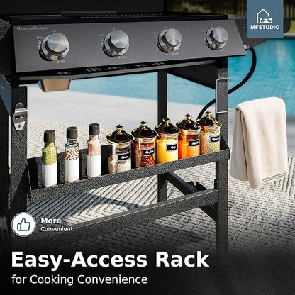 MFSTUDIO Propane Gas Grill and Griddle Combo, 4-Burner Propane Grills with Porcelain-Enameled Cast Iron Grates, 482 SQ.IN. Cooking Area, 52,000 BTU High Output for Outdoor Patio Barbecue and Meals