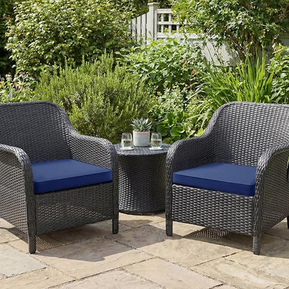 Summsun Outdoor Chair Cushions Set of 2: Waterproof & Fade Resistant Seat Cushion for Patio Furniture - 19 x 19 x 2 Inch Chair Pads with Ties and Hidden Zipper - Patio Chair Cushion Replacement, Navy