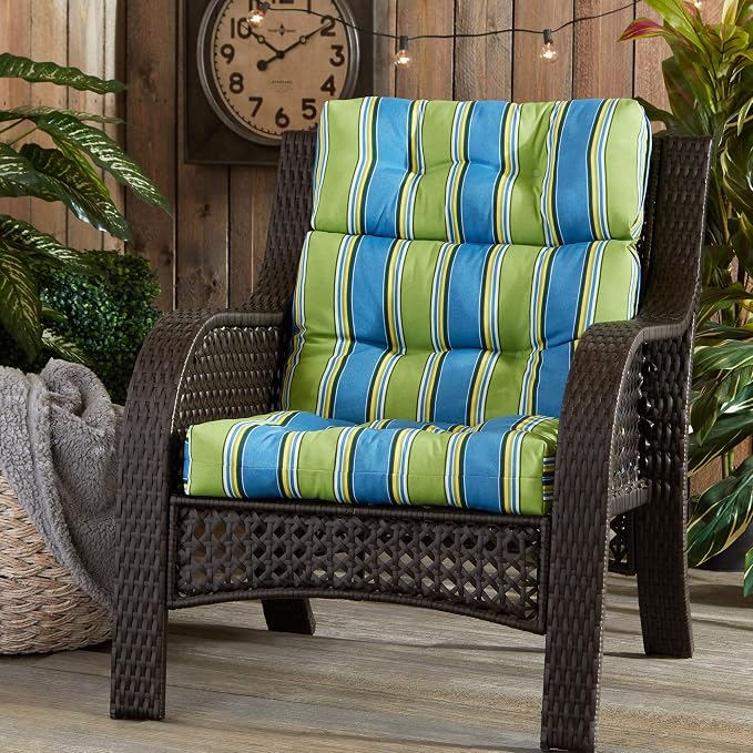 Greendale Home Fashions Belize Stripe 44'' x 22'' Outdoor High Back Chair Cushion