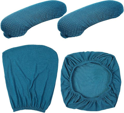 Tallew 4 Pcs Office Chair Covers Stretchable Armrest Seat,XL,Emerald Green | Universal Fit Office Desk Chairs, Protective Seat Backrest Slipcovers, Stretchable Prevent Wear, Easy Install for Rotating