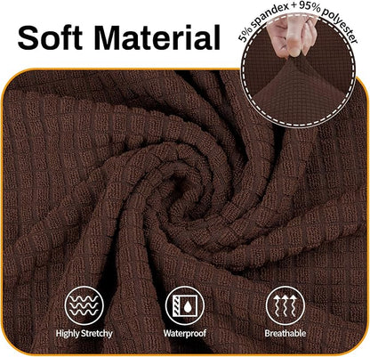 Asnomy Stretch Couch Covers for Sofa Washable, 3 Cushion Couch,Chocolate | 1-Piece Sofa Covers(78"-94") 3-Seater Furniture Protector Soft Jacquard,Non-Slip Elastic Bottom For Dogs & Kids