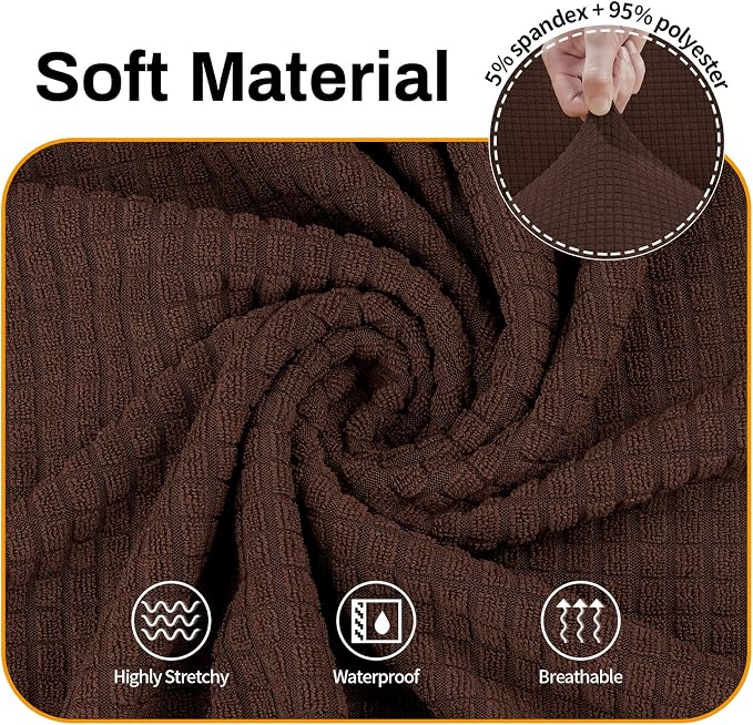 Asnomy Stretch Oversized Couch Covers for Sofa Slipcover,Chocolate | 1-Piece Sofa Covers Washable(94"-110") 4-Seater Furniture Protector with Non Skid Foam and Elastic Bottom for Kids, Pets