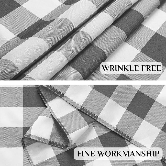 Softalker Gingham Checkered Tablecloth Rectangle - Outdoor Waterproof Buffalo Plaid Table Cloth, Stain Resistant Washable Table Cover for Picnic, Camping, Dining - Grey and White, 60 x 120 Inch