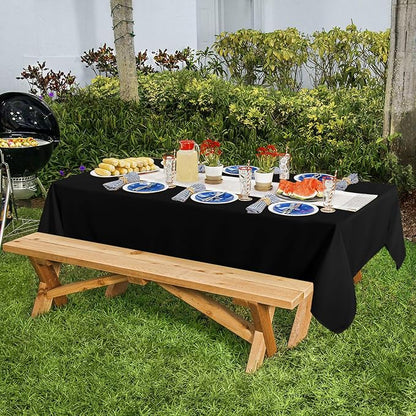 sancua 6 Pack Black Tablecloth 60 x 84 Inch, Rectangle Table Cloth for 4ft Tables - Stain and Wrinkle Resistant Washable Polyester Table Cover for Dining Wedding Banquet Party Buffet Restaurant