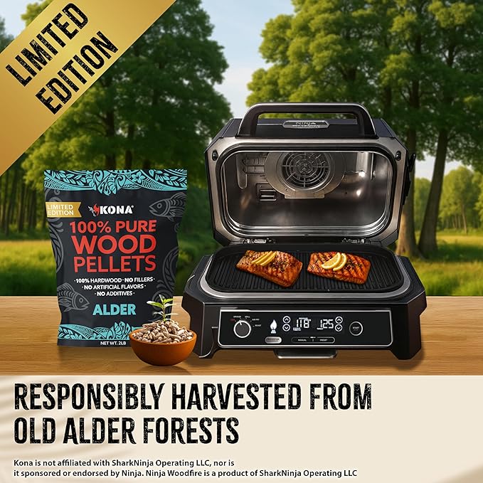 Kona Alder Wood Pellets – Limited Edition, Intended for Ninja Woodfire Grill, Outdoor Oven & Smoker – 2lb Resealable Bag