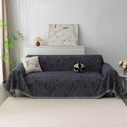 MYSKY HOME Couch Covers for 2 Cushion Couch Sofa, Chenille L Shape Sectional Couch Cover - Pet-Friendly, Machine Washable, Non-Slip Sofa Protector for Dogs, Kids, 71"x118", Navy