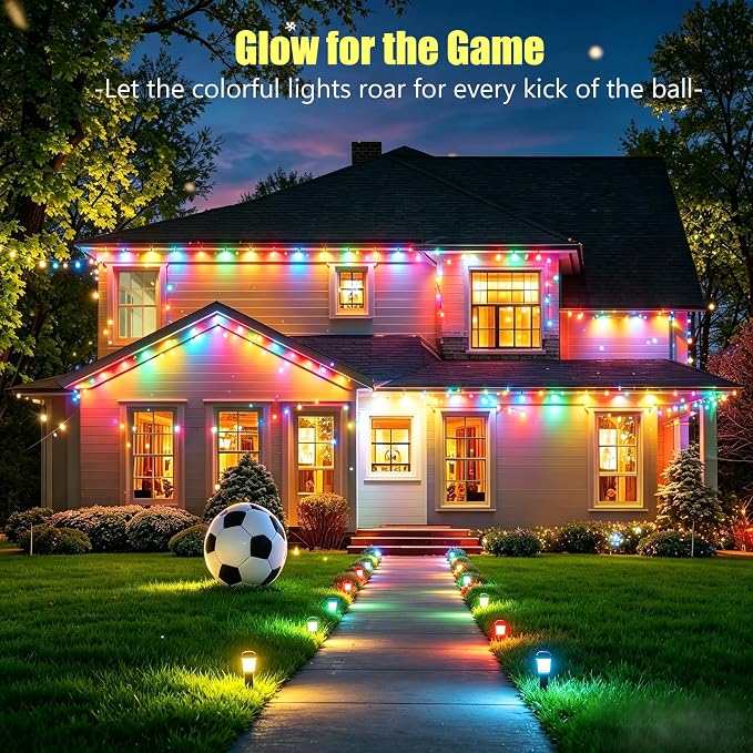 Permanent Outdoor Lights 50ft RGB+IC Eave Lights for House | IP67 Waterproof Smart LED Outdoor Lights with 16M Colors, App/Remote Control for Christmas, Halloween, Daily, Party
