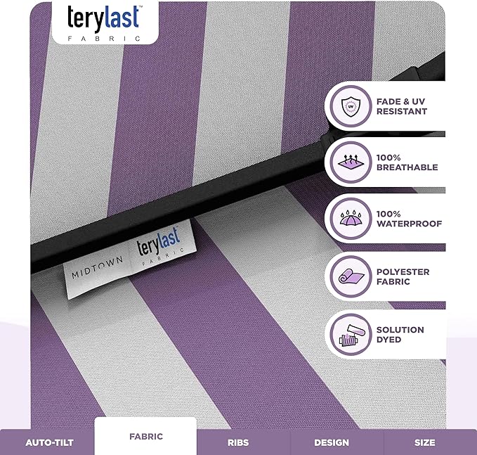 The Lean Patio Umbrella (Terylast Fabric - Midtown Stripes, 10 Foot)
