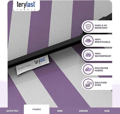 The Lean Patio Umbrella (Terylast Fabric - Midtown Stripes, 10 Foot)