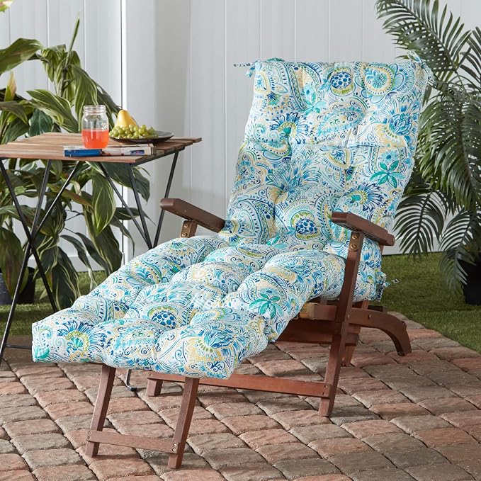 Greendale Home Fashions 72 x 22-inch Outdoor Chaise Lounge Cushion, Paisley