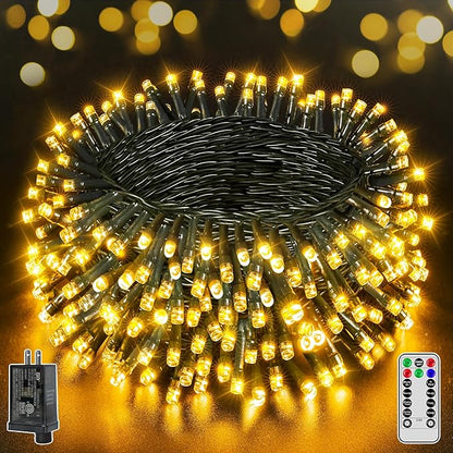 BrightChristmas 500 LED 164 FT Christmas Lights, Waterproof Outdoor String Lights with Remote and Timer, Christmas Tree Lights with 8 Modes Dimmable, Fairy Lights for Holiday Decor (Warm White)