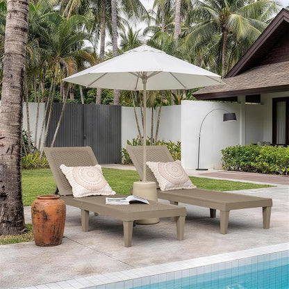 Greesum Lounge Chairs Set of 4 All Weather Outdoor Angle Adjustable Chaise for Beaches,Gardens,Decks and Pools,Light Coffee