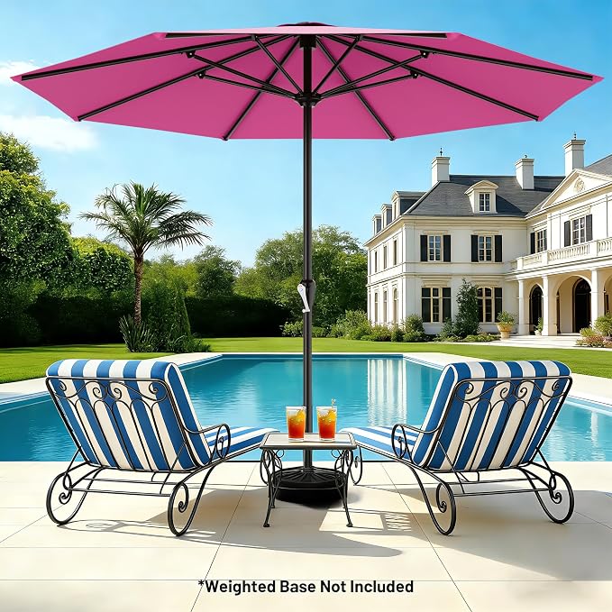 AreShark 12 FT Patio Umbrella for Outdoor, Outdoor Table Umbrella with Crank, Outdoor Patio Umbrellas with 8 Sturdy Ribs, Patio Umbrellas for Market, Garden, Pool (Rose Pink)