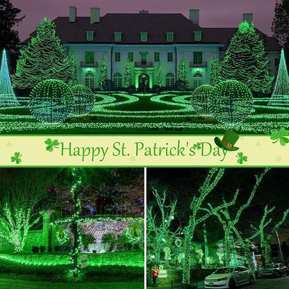 btfarm 4 Pack St Patricks Day Fairy Lights, 320LED 132FT Green Solar String Lights Outdoor Waterproof, 8 Modes Solar Twinkle Lights Irish Decorations for Tree Party Christmas Garden Yard Wedding