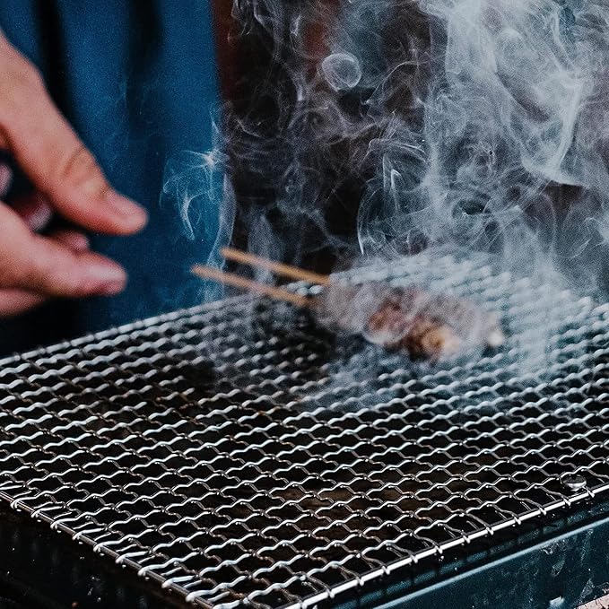 Japanese BBQ Charcoal Grill - Shichirin, Konro, Hibachi, Tabletop Barbecue - White - Made in Japan - 6.3 x 11.8 in