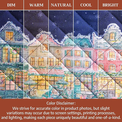 Maison d' Hermine Pot Holders 100% Cotton Potholders (8" x 8", Pack of 1) | Heat Resistant Hot Pads with Loop BBQ Cooking Kitchen Handling Hot Pans Thanksgiving Christmas - Christmas Market - Blue