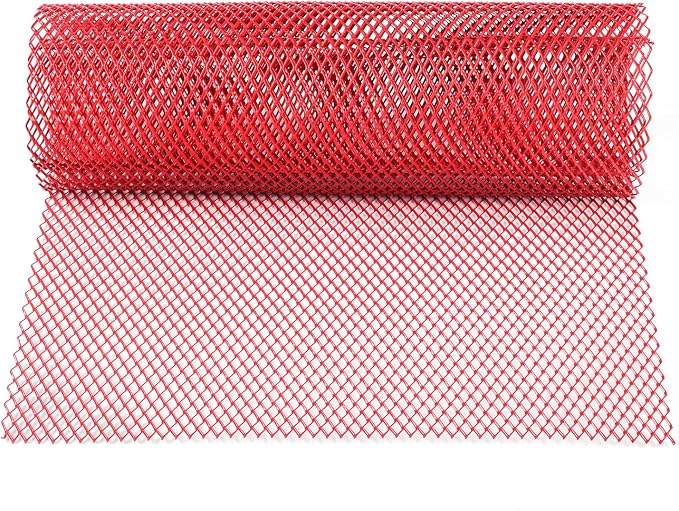 AggAuto Universal 40"x13" Car Grill Mesh 6x12mm Rhombic Hole Red | Aluminum Alloy Automotive Grille Insert Bumper, One of the Most Multifunctional Shape Grids 100x33cm