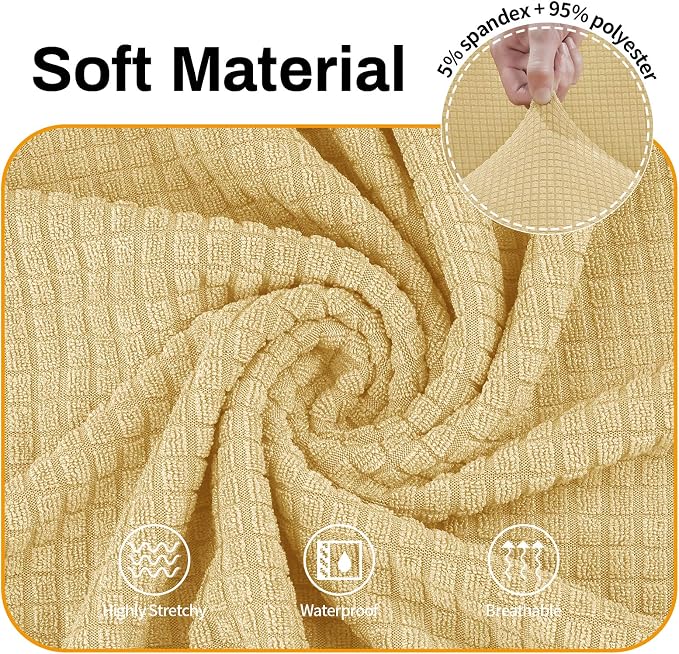 Asnomy Stretch Oversized Couch Covers for Sofa Slipcover,Champagne | 1-Piece Sofa Covers Washable(94"-110") 4-Seater Furniture Protector with Non Skid Foam and Elastic Bottom for Kids, Pets