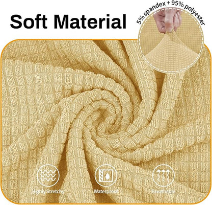 Asnomy Stretch Oversized Couch Covers for Sofa Slipcover,Champagne | 1-Piece Sofa Covers Washable(94"-110") 4-Seater Furniture Protector with Non Skid Foam and Elastic Bottom for Kids, Pets
