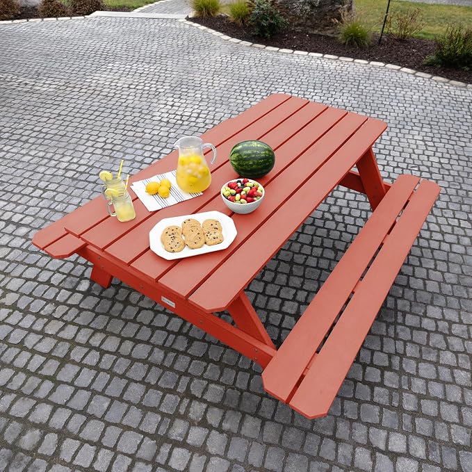 Highwood Hometown Picnic Table, 6 Foot, Rustic Red