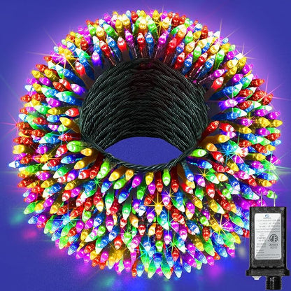300LED 75FT Christmas Lights Indoor, LED Christmas Tree Decoration Lights with 12 Modes & Timer Memory, Dimmable Plug In Waterproof LED Xmas Light for Yard Trees Wedding Party Holiday Multicolor