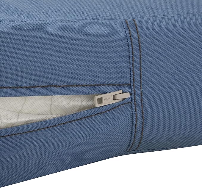 Classic Accessories Ravenna Water-Resistant Patio Lounge Chair/Loveseat Cushion, 25 x 27 x 5 Inch, Empire Blue, Rectangle Outdoor Seat Cushion