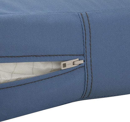 Classic Accessories Ravenna Water-Resistant Patio Lounge Chair/Loveseat Cushion, 25 x 27 x 5 Inch, Empire Blue, Rectangle Outdoor Seat Cushion