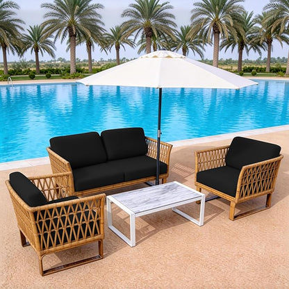 Patio Cushion Covers,Outdoor Cushions Covers,Stretch Cushion Covers Replacement, Washable and Reusable Furniture Protectors (.Black, 12pcs)