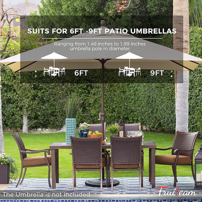 FRUITEAM 15" 26.5 lbs Round Patio Umbrella Base Pre-Filled Umbrella Stand Sun-Flower-Pattern Heavy Duty Market Umbrella Base Stand for Patio, Outdoor, Swimming Pool, Black