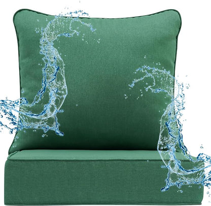 Deep Seat Patio Cushions Set 24 x 22 Inch,Olefin Fabric Outdoor Seat Cushion,Patio Furniture Cushions with Removable Cover,Rain-Proof and Fade Resistant Deep Seat Bottom & Back Cushion,1set