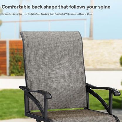 DWVO 10 Set Outdoor Swivel Chairs, Premium Patio Swivel Chairs with High Back & Heavy Duty Frame, All Weather Outdoor Swivel Chairs Set of 10 for Porch Lawn Patio, Gray