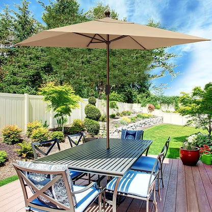 EliteShade USA 10-Year-Non-Fading 6.5x10Ft Rectangular Market Patio Umbrella, UPF 50+ UV Protection Performance Sun Umbrella, Heavy Duty Commercial Grade Outdoor Table Umbrella with Crank, Windproof Vented Top for Garden, Pool, Deck and Outdoor Playset...