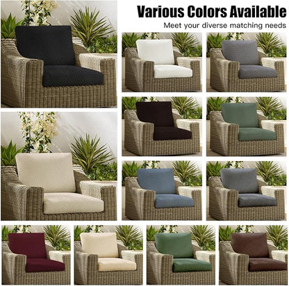 8Pcs Patio Cushion Covers, Outdoor Stretch Cushion Covers, Washable | Stretch Fit, Replacement, Washable and Reusable Furniture Protectors, Fits most patio furniture cushion covers, Cover Only
