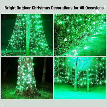 Led Green Christmas Net Lights Outdoor Christmas Bushes Lights 120Led 6ftx5ft, Connectable Outdoor Indoor Mesh Net Lighting for Xmas Holiday, Garden, Lawn, Shrubs, Trees, Bushes Decorations