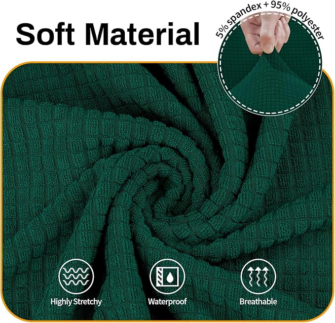 Stretch Couch Covers for Sofa Washable, 3 Cushion Couch,Blackish Green | 1-Piece Sofa Covers(78"-94") 3-Seater Furniture Protector Soft Jacquard,Non-Slip Elastic Bottom For Dogs & Kids
