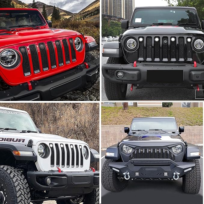 4Pcs LED Grille Light Kits Waterproof White LED Front Grille Lamp for 2018-2021 Wrangler JL JLU Original Grille with W/Fuse Adapter