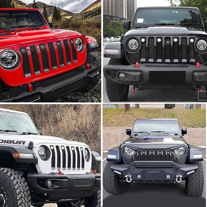 4Pcs LED Grille Light Kits Waterproof White LED Front Grille Lamp for 2018-2021 Wrangler JL JLU Original Grille with W/Fuse Adapter