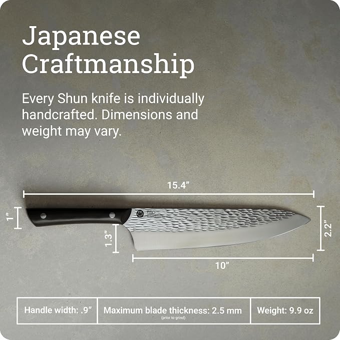 Kai PRO 10" Chef's Knife | Hand Sharpened Kitchen Knife, Japanese AUS6M Stainless Steel Blade, Full-Tang POM Handle