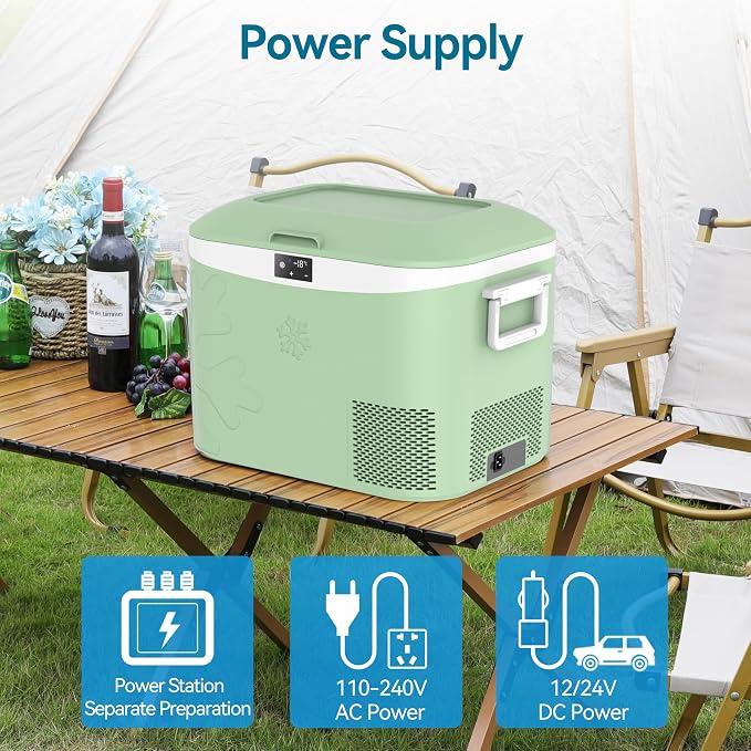 Megiu Car Refrigerator Portable 12V Fridge 19 Quart (18 Liter) 12 Volt Freezer Compressor Cooler 12V/24V DC 110～240 V AC for Truck Van RV Camper SUV and Home Use -18℃~+15℃