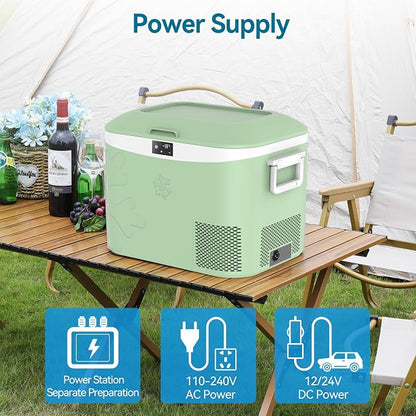 Megiu Car Refrigerator Portable 12V Fridge 19 Quart (18 Liter) 12 Volt Freezer Compressor Cooler 12V/24V DC 110～240 V AC for Truck Van RV Camper SUV and Home Use -18℃~+15℃