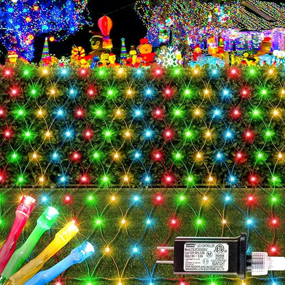 HEYFUNi 192 LED Net Lights Outdoor Mesh Lights,8 Modes Net Light for Bushes Plug in, Waterproof Christmas Net String Light for Bushes Ceiling Wedding Indoor Outdoor(9.8ft x 6.6ft,Multicolor)
