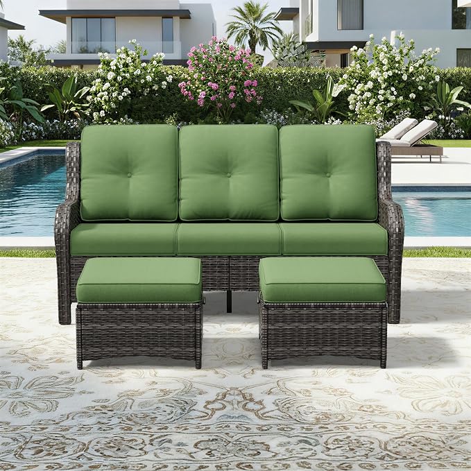 Joyside Outdoor Patio Couch Set, Outdoor Wicker Sofa with High Back, Deep Seating, Wide Armrest, Thickened Cushions, Patio Sofa for Deck, Porch Use