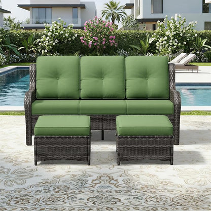 Joyside Outdoor Patio Couch Set, Outdoor Wicker Sofa with High Back, Deep Seating, Wide Armrest, Thickened Cushions, Patio Sofa for Deck, Porch Use