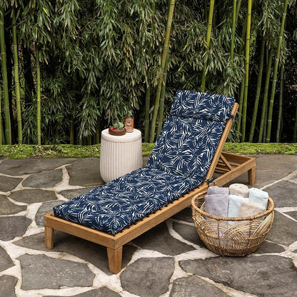 Arden earthFIBER Outdoor Chaise Cushion, 21 x 72, Rain-Proof, Fade Resistant, Cushion for Chaise Lounger Navy Blue King Palm