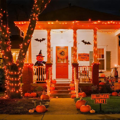 JMEXSUSS 500 LED Halloween Lights, 173ft Orange String Lights with Remote | Waterproof, 8 Modes, Plug in, Indoor Outdoor Orange Halloween Lights for Party Tree Fireplace Bedroom Patio Halloween Decor